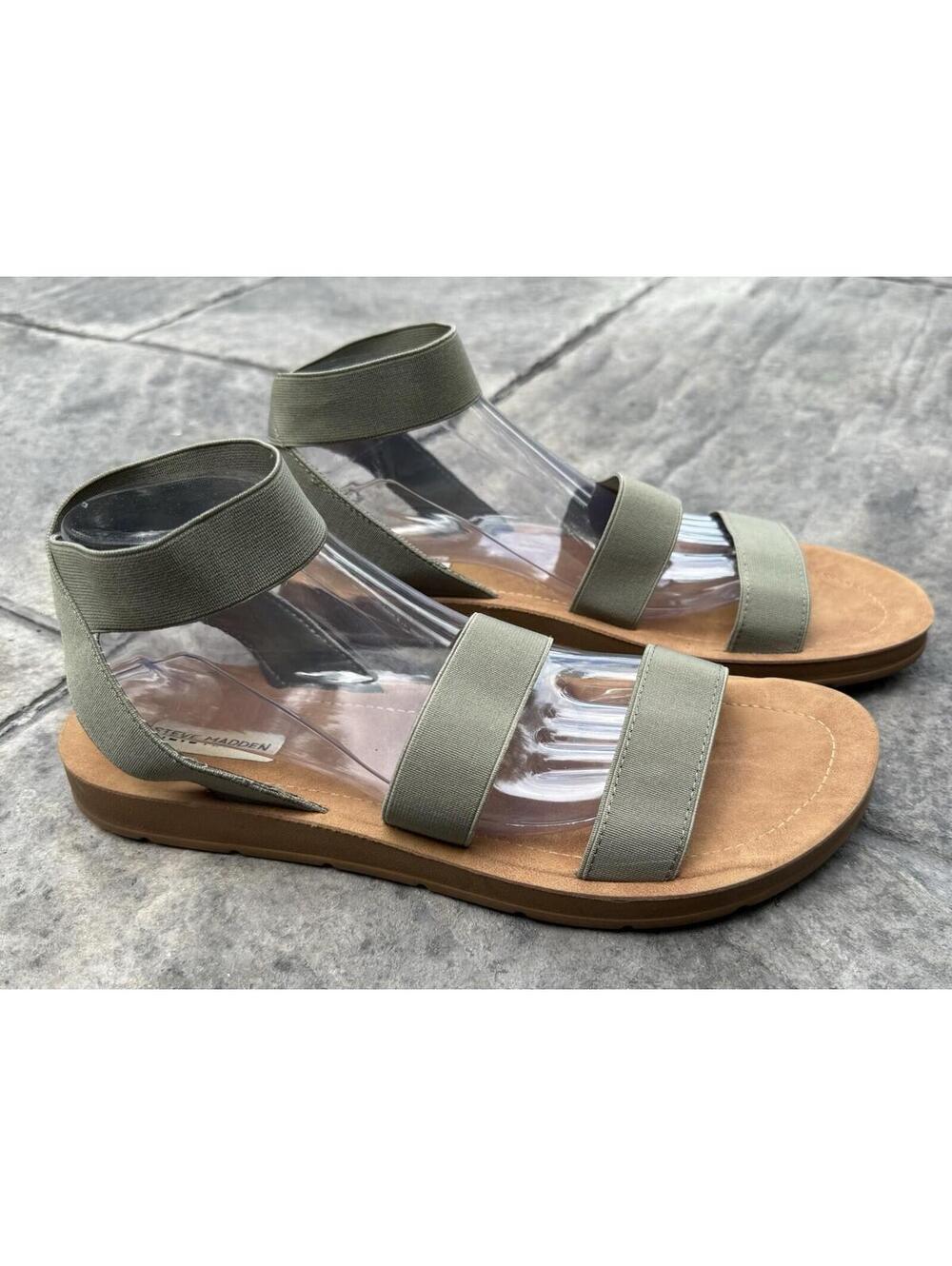 Steve Madden‎ Delicious Sandals Green Olive Ankle Strap Women Sz 11 Gladiator